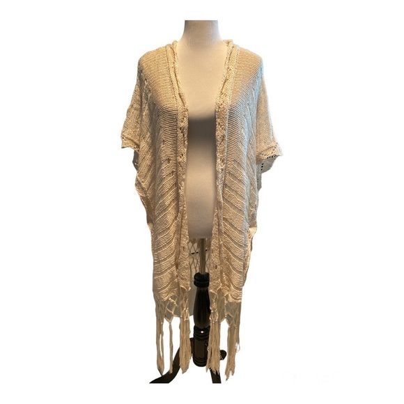 KORI America Crochet Kimono Style Cardigan Women’s Medium Large BOHO EUC Sweater - Picture 1 of 6